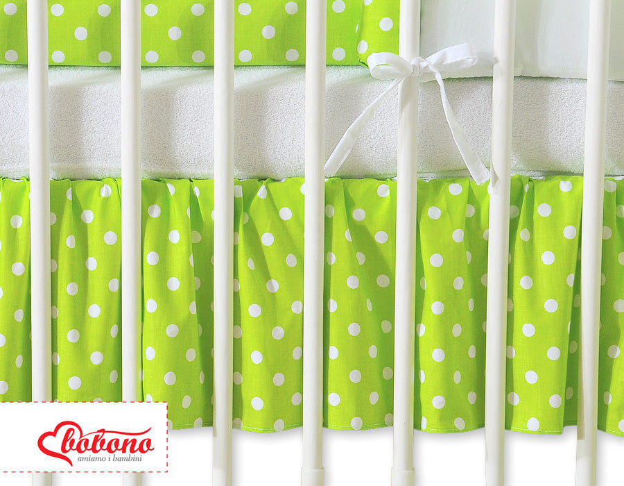 Dust Ruffle-Masking flounce 120x60cm- Hanging Hearts white dots on green