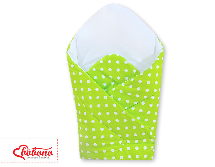 Babynest with stiffening- Hanging Hearts white dots on green