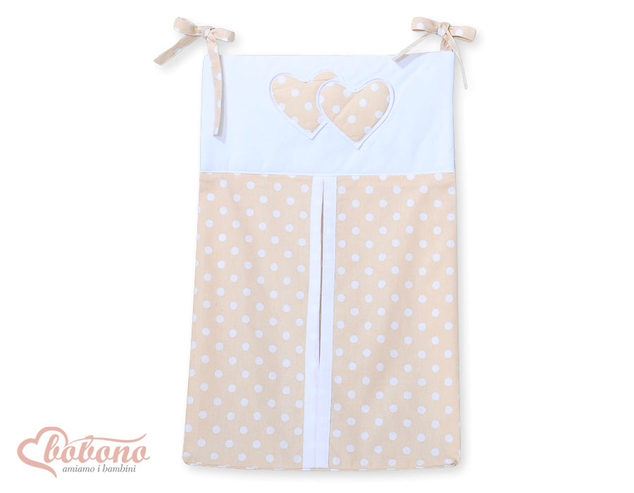 Diaper bag- Hanging Hearts white dots on beige
