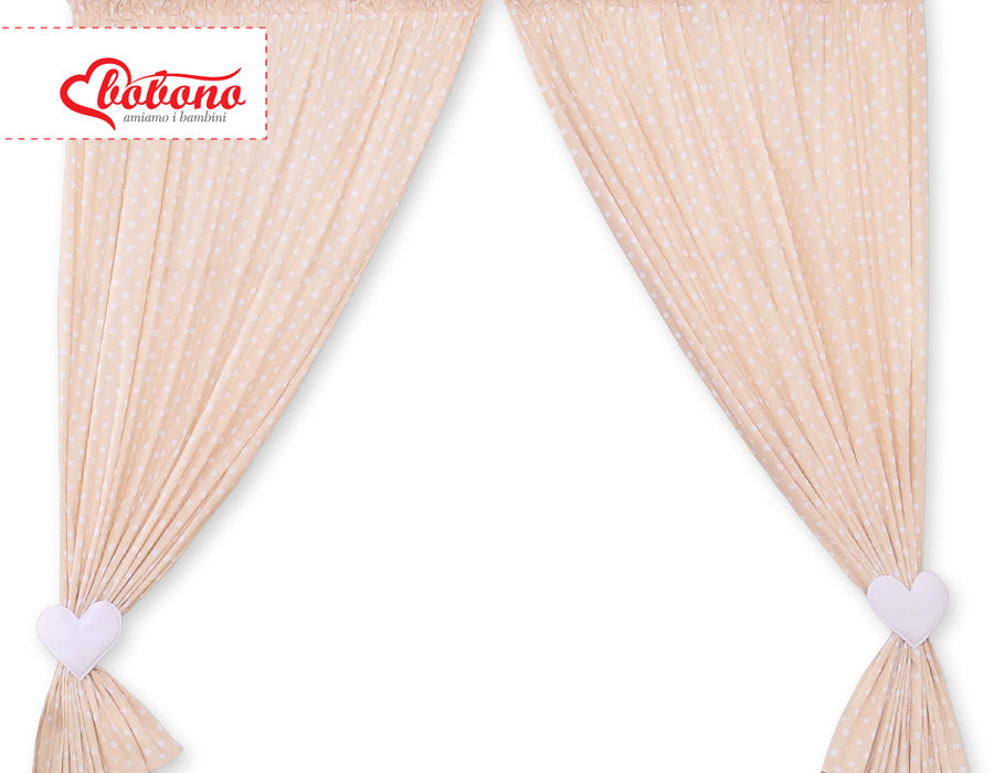 Curtains for baby room- Hanging Hearts white dots on beige