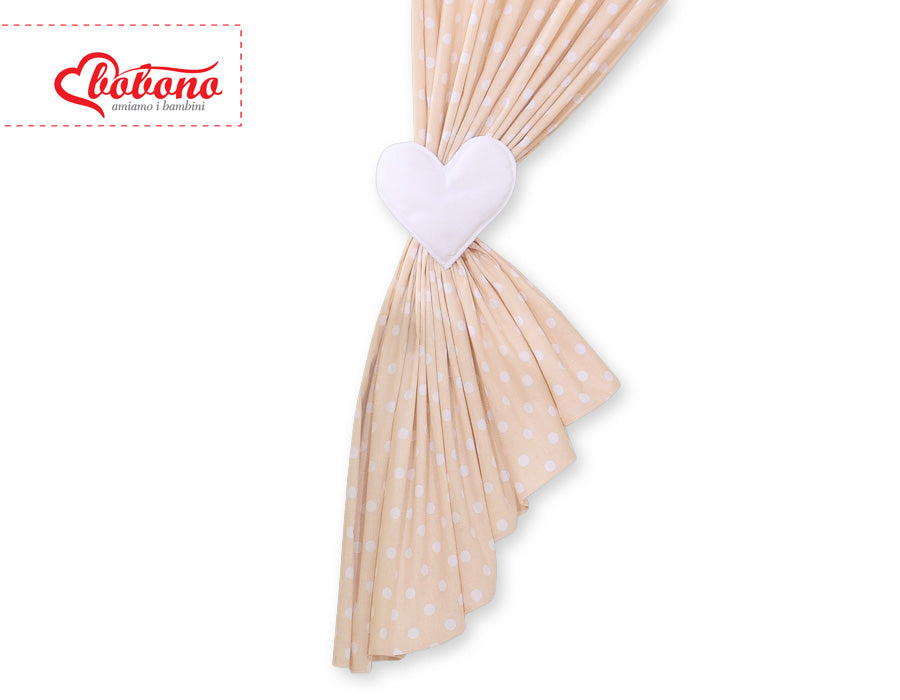 Curtains for baby room- Hanging Hearts white dots on beige