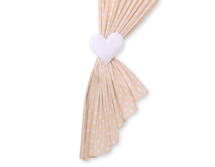 Curtains for baby room- Hanging Hearts white dots on beige
