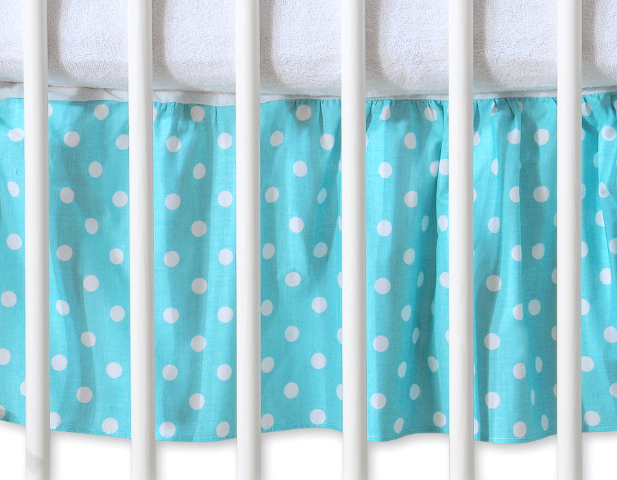 Dust Ruffle-Masking flounce 140x70cm- Hanging Hearts white dots on turquoise