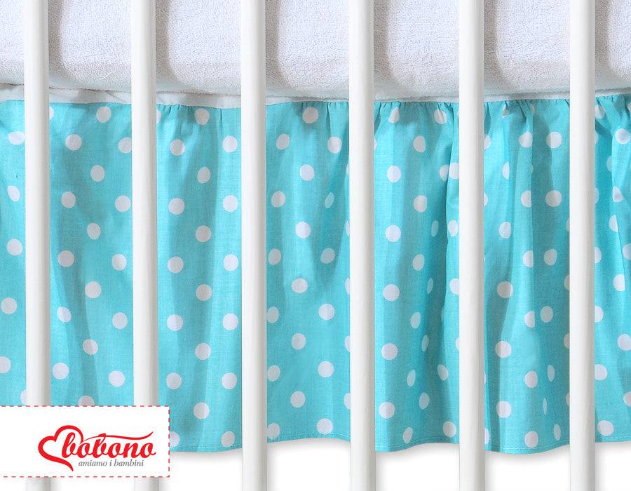 Dust Ruffle-Masking flounce 120x60cm- Hanging Hearts white dots on turquoise