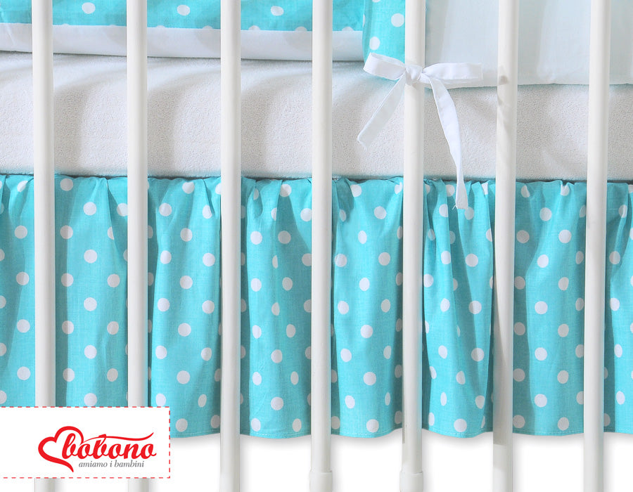 Dust Ruffle-Masking flounce 120x60cm- Hanging Hearts white dots on turquoise