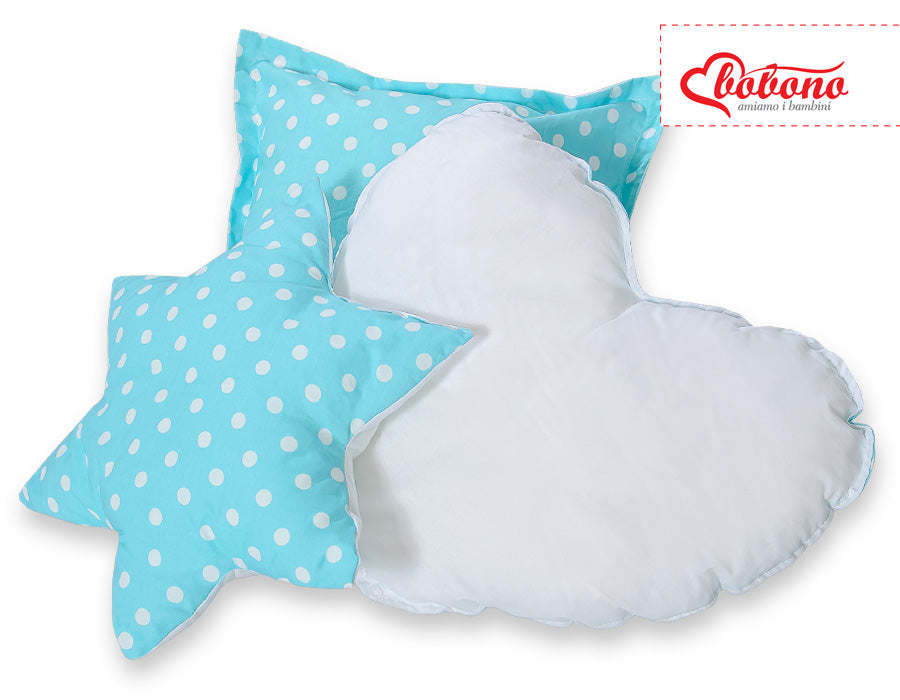 3pcs pillow set - White dots on turquoise