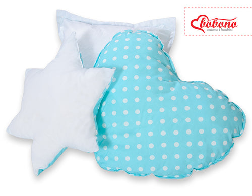 3pcs pillow set - White dots on turquoise
