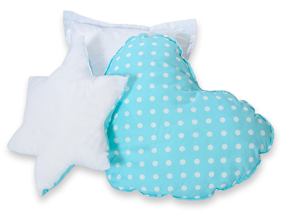 3pcs pillow set - White dots on turquoise
