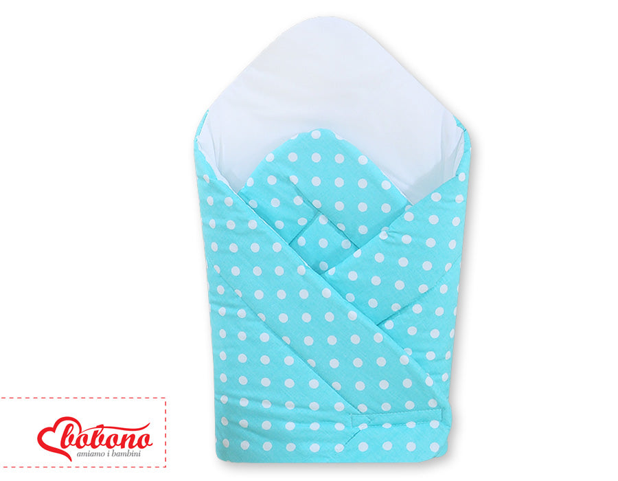Babynest with stiffening- Hanging Hearts white dots on turquoise