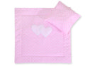 Pram bedding set with duvet and pillow 2pcs - Hearts white dots on pink
