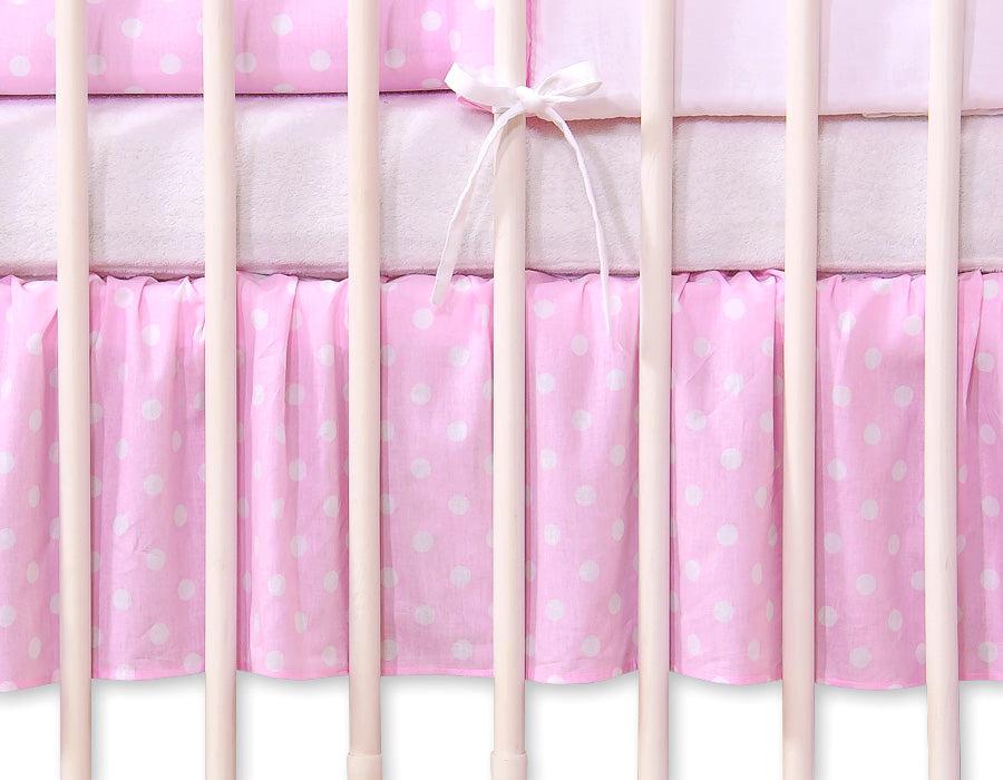 Dust Ruffle-Masking flounce 120x60cm- Hanging Hearts white dots on pink