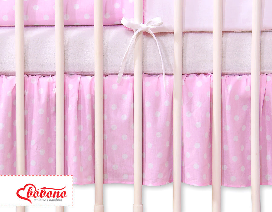Dust Ruffle-Masking flounce 120x60cm- Hanging Hearts white dots on pink