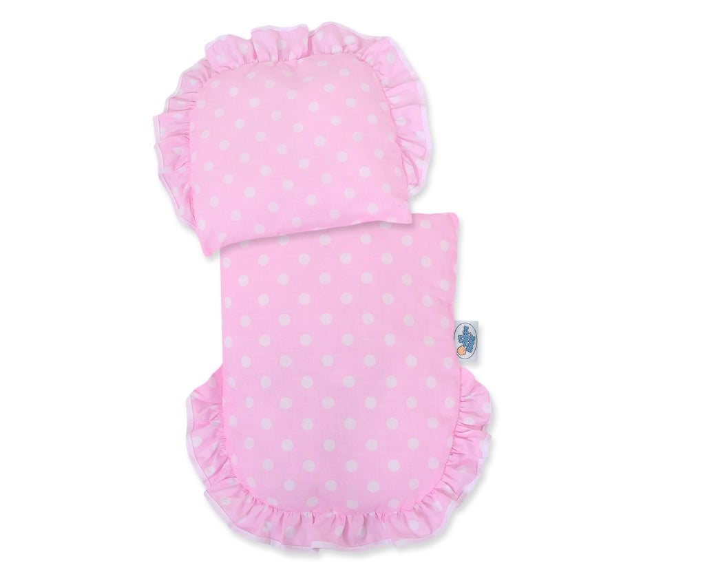 Wicker doll pushchair white with pink bedding and soft padding CHIARA