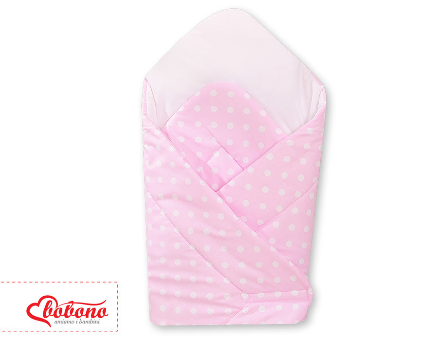 Babynest with stiffening- Hanging Hearts white dots on pink
