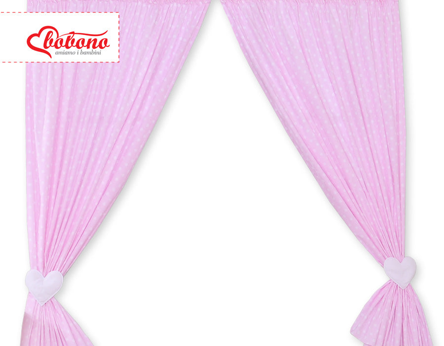 Curtains for baby room- Hanging Hearts white dots on pink
