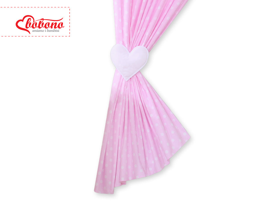 Curtains for baby room- Hanging Hearts white dots on pink