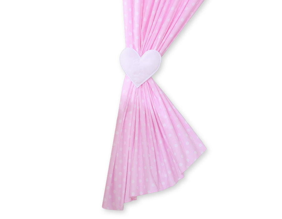Curtains for baby room- Hanging Hearts white dots on pink
