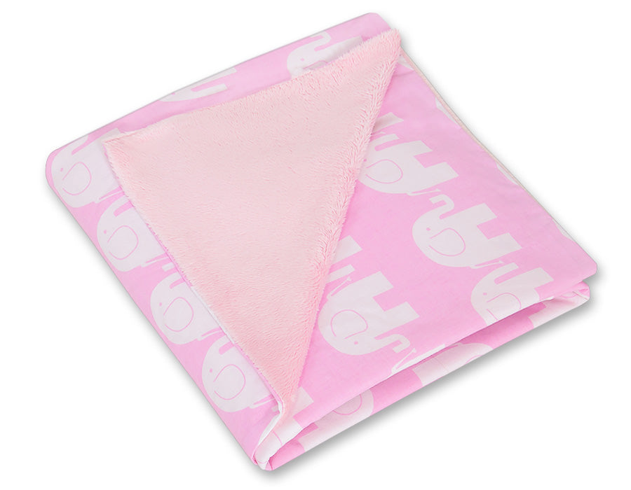 Big double-sided car seat blanket- Elephants pink