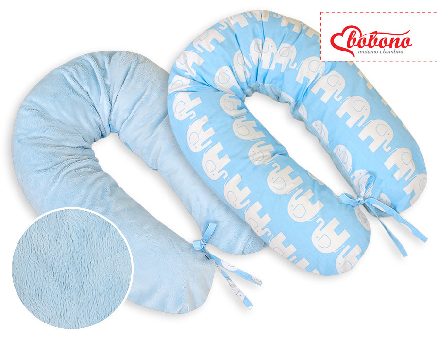 Pregnancy pillow- double-sided-Simple Elephants blue