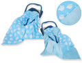 Big double-sided car seat blanket  for babies - Owls blue