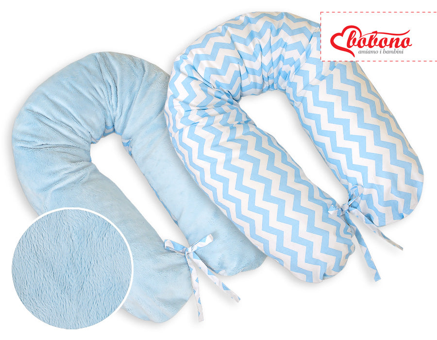 Pregnancy pillow- double-sided-Simple chevron blue
