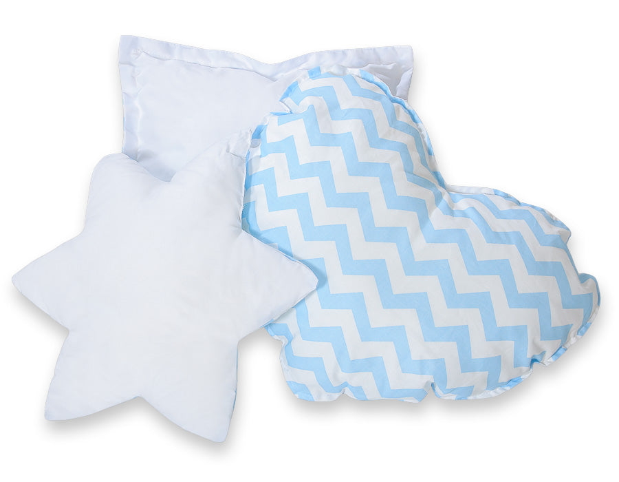 3pcs pillow set -  Chevron blue