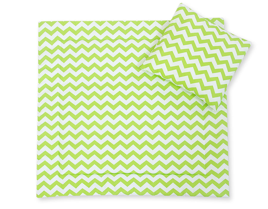 Pram bedding set with duvet and pillow 2pcs - Chevron green