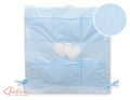 Cot tidy- Hanging Hearts blue strips