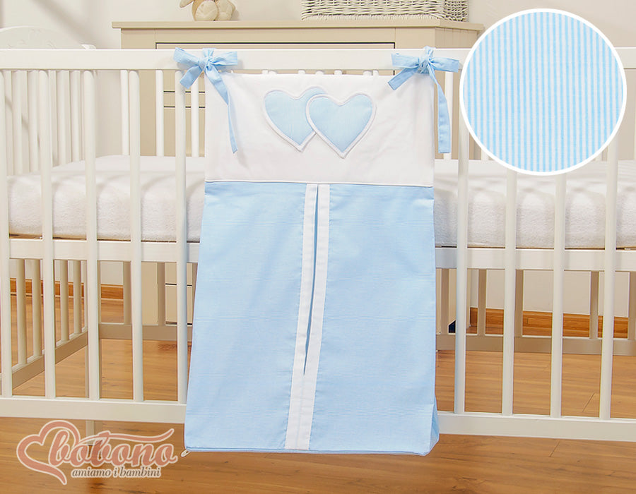 Diaper bag- Hanging Hearts blue strips