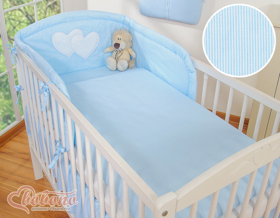 Bedding set 3-pcs 135x100 - Hanging Hearts blue strips