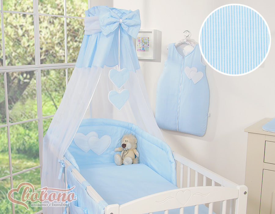 Canopy made of Chiffon- Hanging Hearts blue strips
