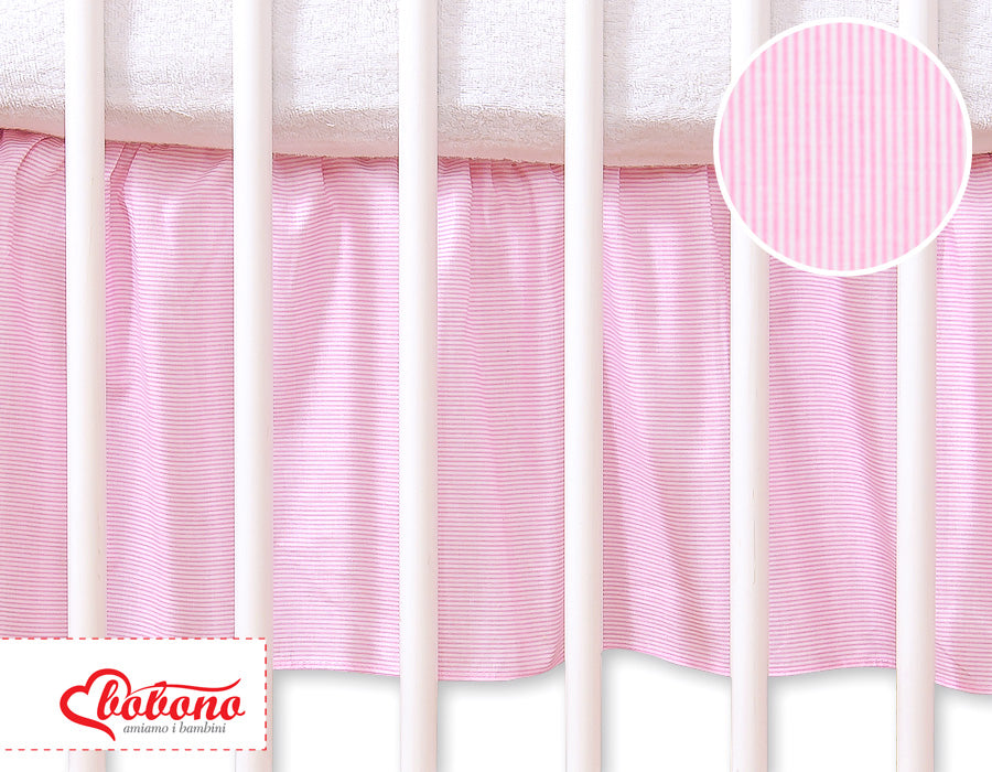 Dust Ruffle-Masking flounce 140x70cm- Hanging Hearts pink strips