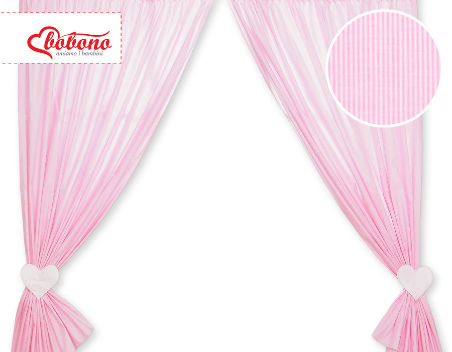 Curtains for baby room- Hanging Hearts pink strips