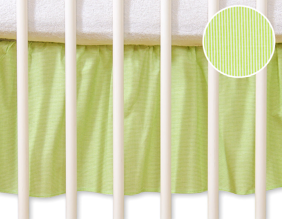 Dust Ruffle Crib - Bed Skirt - Masking flounce 120x60cm - green strips