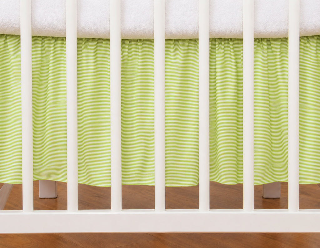 Dust Ruffle Crib - Bed Skirt - Masking flounce 120x60cm - green strips