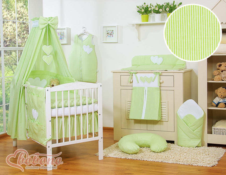 Canopy made of fabric- Hanging Hearts green strips