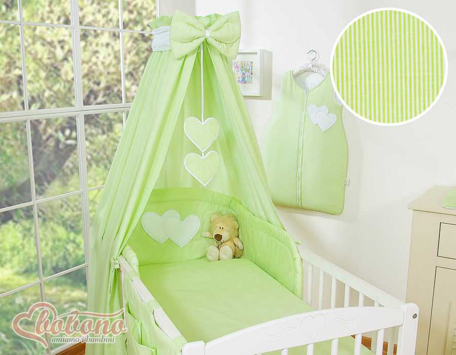 Canopy made of fabric- Hanging Hearts green strips