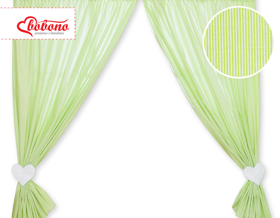 Curtains for baby room- Hanging Hearts green strips