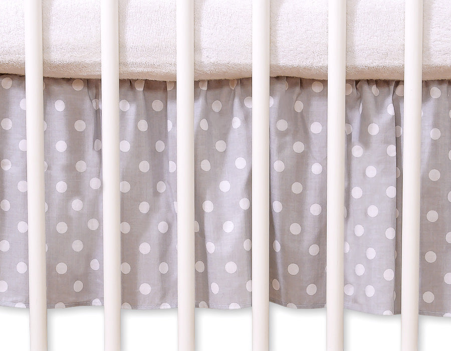 Dust Ruffle-Masking flounce 140x70cm- Hanging Hearts white dots on grey