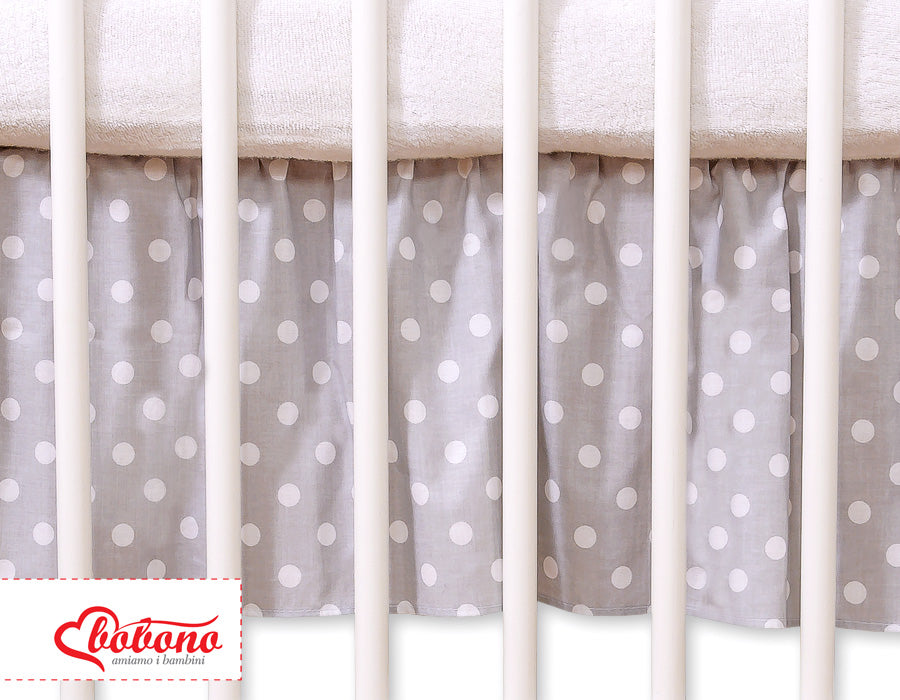 Dust Ruffle-Masking flounce 120x60cm- Hanging Hearts white dots on grey