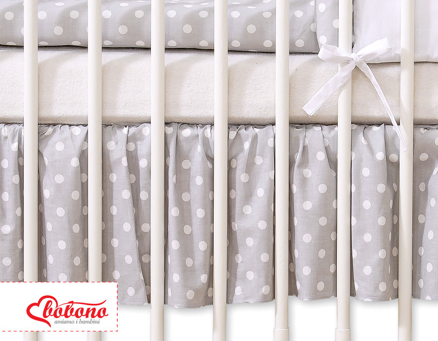 Dust Ruffle-Masking flounce 120x60cm- Hanging Hearts white dots on grey