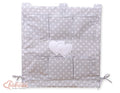 Cot tidy- Hanging Hearts white dots on grey