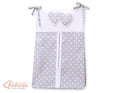 Diaper bag- Hanging Hearts white dots on grey