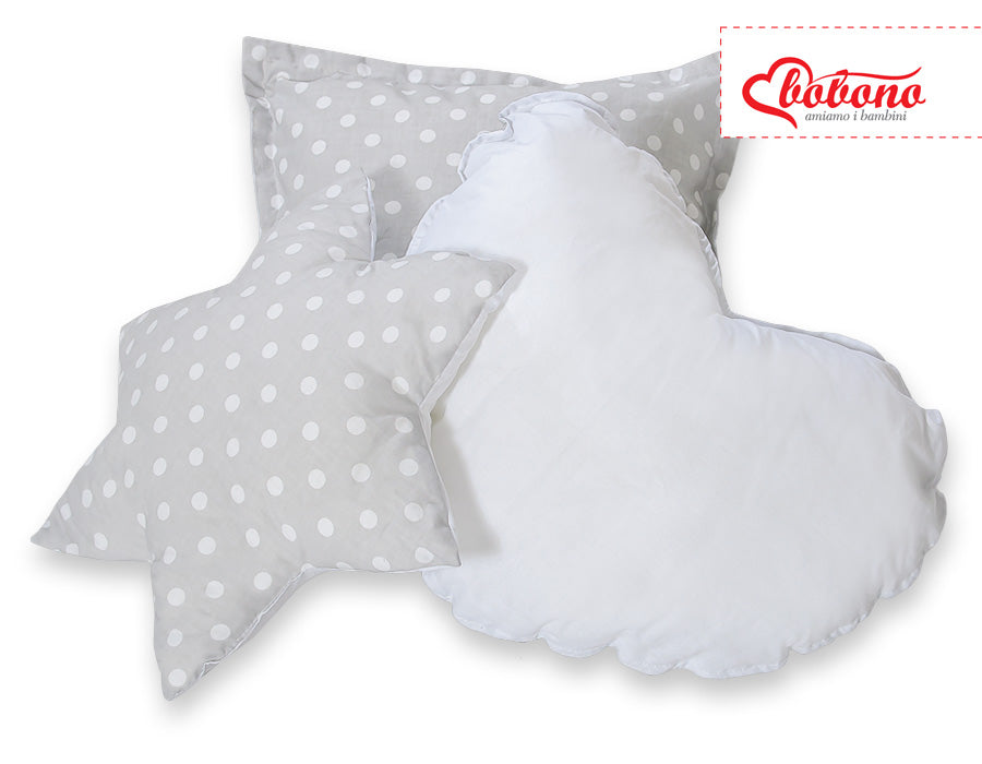 3pcs pillow set - white dots on grey