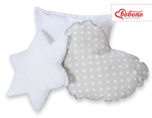 3pcs pillow set - white dots on grey