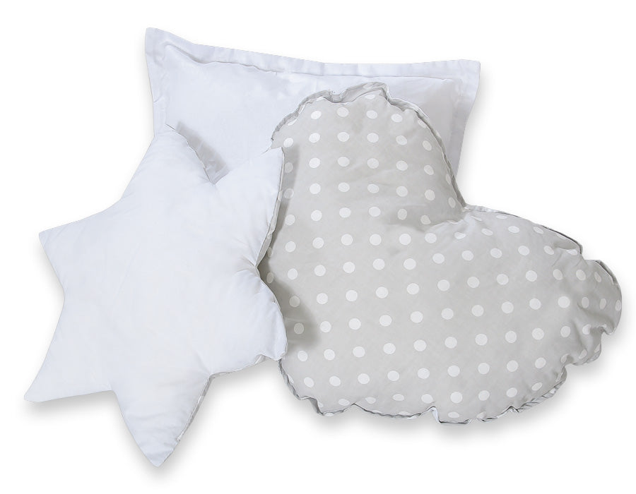 3pcs pillow set - white dots on grey