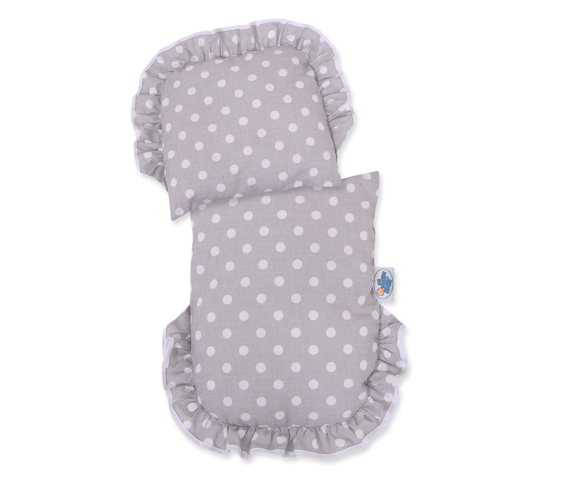 Wicker doll pushchair with grey bedding and soft padding CHIARA - natural