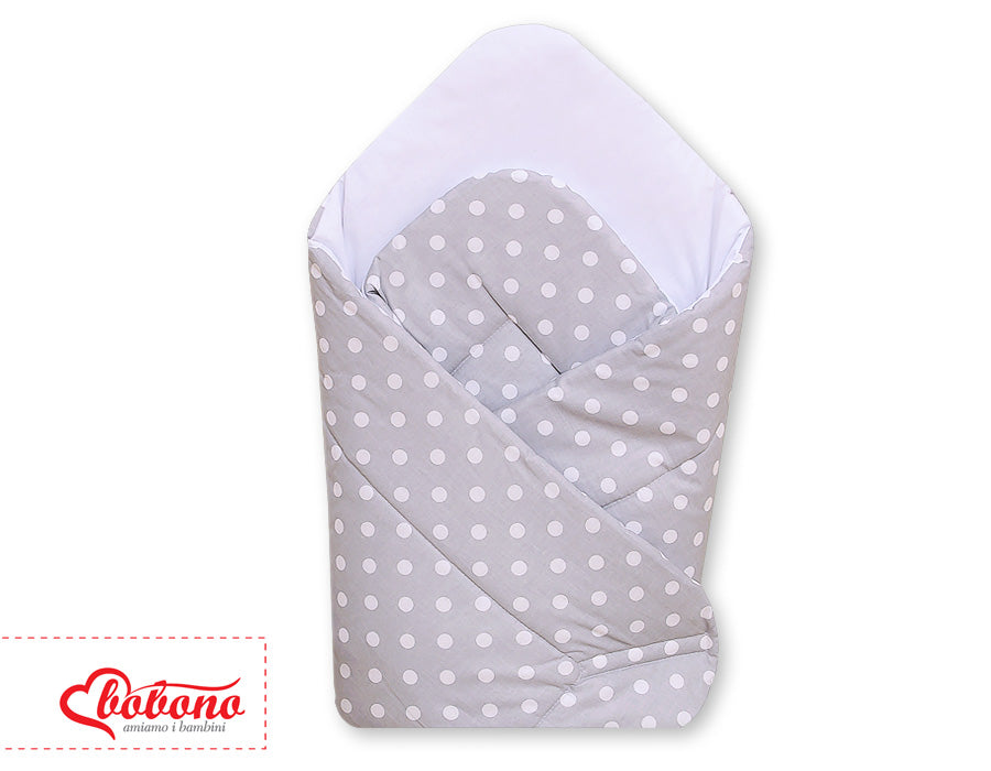 Babynest with stiffening- Hanging Hearts white dots on grey