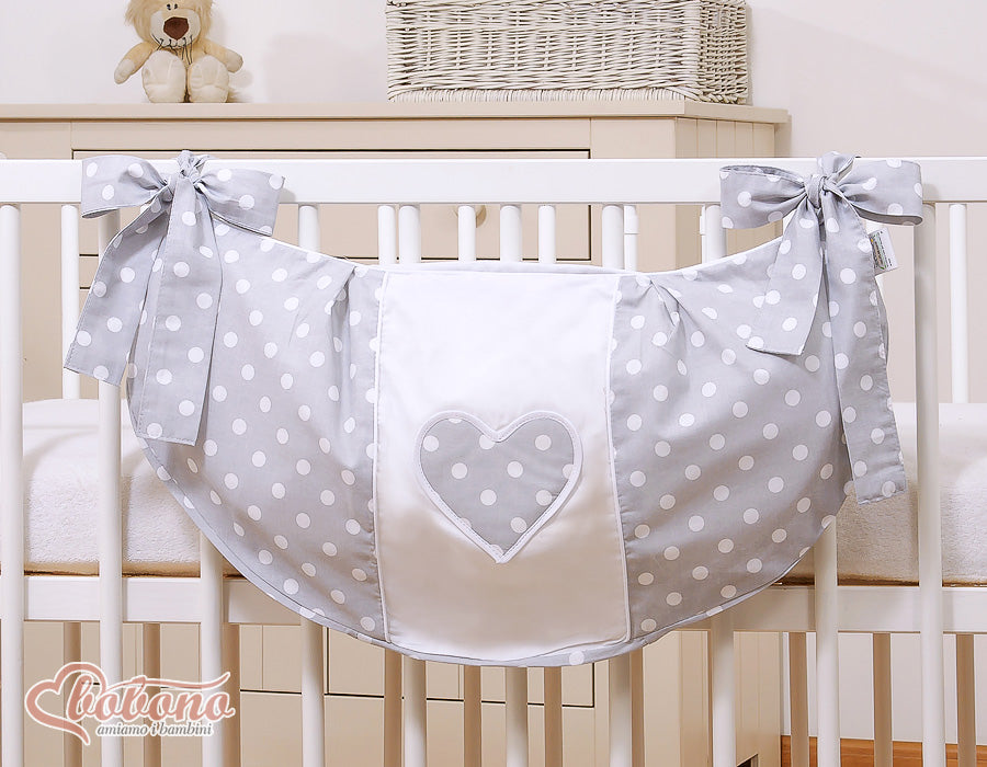 Toys bag- Hanging Hearts dots on grey