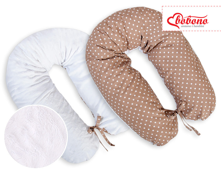 Pregnancy pillow- double-sided- White dots on brown